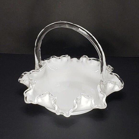 Fenton Silver Crest Glass Basket Vintage - Picture 1 of 9